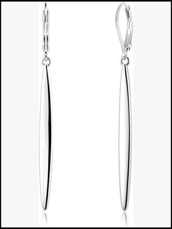 Jewelry - Sterling Silver Gold Plated Long Dangle Drop Earrings Minimalist Leverback